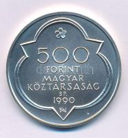 1990. 500Ft Ag "Budai vár" kapszulában (28g/0,900/40mm) T:BU