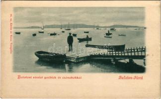 Balatonfüred, Balatoni részlet, yachtok és csónakok. Köves és Boros 26. sz. (EK)