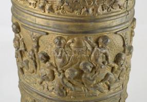 Antik réz esernyőtartó, lábakon, sérüléssel, m: 58 cm