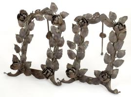 Szecessziós plasztikus rózsamintás asztali képtartó pár, 28x20 cm