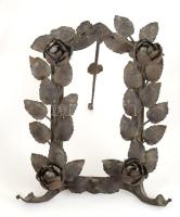 Szecessziós plasztikus rózsamintás asztali képtartó pár, 28x20 cm