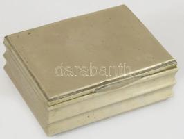 Alpakka díszdoboz, fa betéttel, 9x12 cm