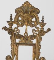 cca 1900 Neorokokó bronz asztali barométer- és hőmérőtartó, m: 44 cm