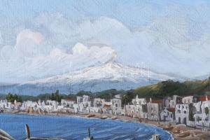 Sergio Pugnalini (-): Olasz öböl. Olaj, vászon. Jelzett. Dekoratív keretben. 21,5x26 cm