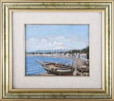 Sergio Pugnalini (-): Olasz öböl. Olaj, vászon. Jelzett. Dekoratív keretben. 21,5x26 cm