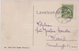 1908 Érsekújvár, Nové Zamky; Iskola utca, gimnázium, mészáros üzlet. Adler József kiadása / street, ...