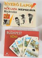 4 csomag kártya (Budapest römi, Óriás magyar kártya, stb.), nagyrészt bontatlan