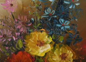 Olvashatatlan jelzéssel: Csendélet. Olaj, farost. Dekoratív keretben. 25x18,5 cm