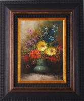 Olvashatatlan jelzéssel: Csendélet. Olaj, farost. Dekoratív keretben. 25x18,5 cm