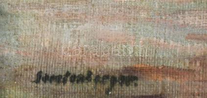 Gerstenberger Mátyás 1888-?): Itatás. Olaj, vászon. Jelezve balra lent. Dekoratív fakeretben. 40x50 ...