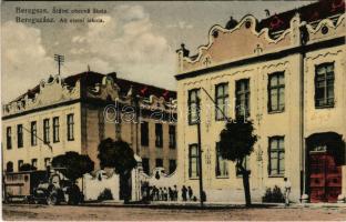 Beregszász, Beregovo, Berehove; Állami polgári iskola. Friedman Móric kiadása / school (EK)