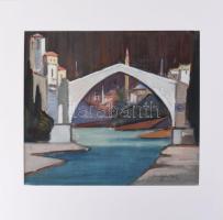 Szabó Sándor (1923-1986): Mostar. Akvarell, papír, jelzett. Paszpartuban. 32x39 cm