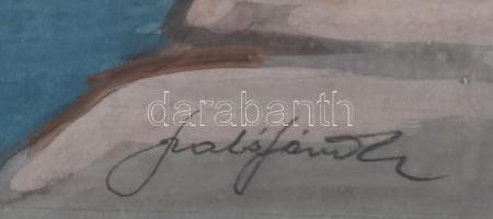 Szabó Sándor (1923-1986): Mostar. Akvarell, papír, jelzett. Paszpartuban. 32x39 cm