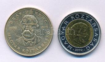 2002. 100Ft "Kossuth" + 2003. 20Ft "Deák Ferenc" T:AU,XF patina