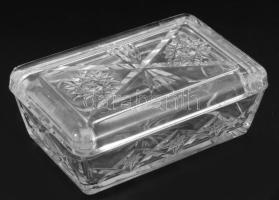 Kristály ékszeres dobozka, belül minimális pattogzással 13x8 cm