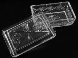 Kristály ékszeres dobozka, belül minimális pattogzással 13x8 cm