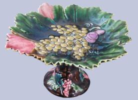 1880-1910 Rudolf Ditmar Znaim szőlőmintás 6 személyes szőlőkínáló készlet, talpas kínáló m: 14 cm és...