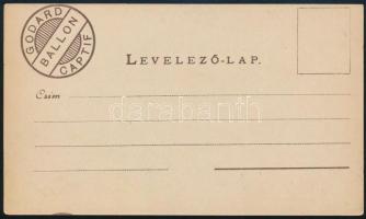 1896 Használatlan magyar nyelvű Godard ballon képeslap "Üdvözlet a fellegekből! Budapest 1896&q...