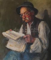 Horváth G. Andor (1876-1966): Újságolvasó. Olaj, vászon. Jelezve jobbra lent. Dekoratív fakeretben, ...