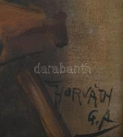 Horváth G. Andor (1876-1966): Újságolvasó. Olaj, vászon. Jelezve jobbra lent. Dekoratív fakeretben, ...