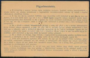 1890 35kr zárt díjjegyes távirat-lap, belül Színesszámú 10kr bélyeggel "KONYHA" - "MA...