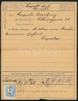 1890 35kr zárt díjjegyes távirat-lap, belül Színesszámú 10kr bélyeggel "KONYHA" - "MA...