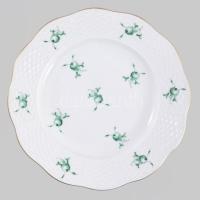 1940 Herendi zöld virágmintás süteményes készlet 5 tányérral jelzett, d: 18-29 cm
