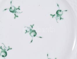 1940 Herendi zöld virágmintás süteményes készlet 5 tányérral jelzett, d: 18-29 cm