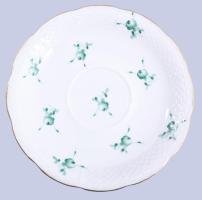 1940 Herendi zöld virágmintás kávés készlet, cukortartó és tejkiöntő nélkül, 9 csészével, 11 csészea...