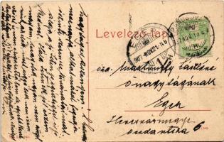 1907 Pancsova, Pancevo; Temes rakpart, MFTR 663-as uszály, Pancsovai Népbank közraktára. W. L. 945. ...