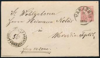 1876.júl.14. Ajánlott Réznyomat 5kr díjjegyes levél Színesszámú 2 x 5kr díjkiegészítéssel, kiállítás...