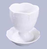 Herendi 3 db tojás tartó és egy mokkás csésze, aljjal, fehér, jelzett, hibátlan