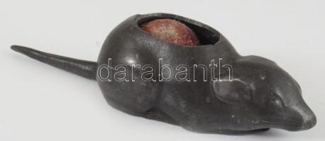 Antik egér alakú tűpárna, h: 10 cm