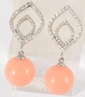 Ezüst (Ag) szerelékes ékszer szett, nyaklánc és fülbevaló pár, jelzett