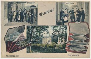 1913 Hévíz. Érkezéskor és induláskor, humoros lap teli és üres pénztárcával. Marton Mór kiadása (Keszthely) (b)