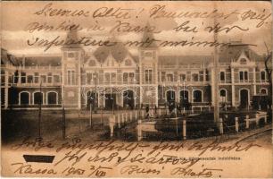 1903 Miskolc, a magyar királyi államvasutak indóháza, vasútállomás, vonat (EK)