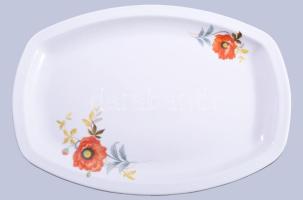 Zsolnay retro virág mintás étkészlet, hat személyes, matricás, jelzett, hibátlan