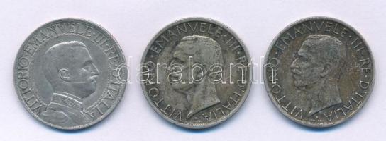 Olaszország 1913. 1L "III. Viktor Emánuel" + 1927-1929. 5L Ag "III. Viktor Emánuel&qu...