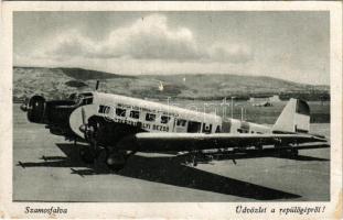 1944 Szamosfalva, Someseni (Kolozsvár, Cluj); repülőtér, Magyar Légiforgalmi Rt. Szentkirályi Dezső (HA-JUE) repülőgépe / airport, aircraft (r)