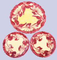 Körmöcbánya meggymintás 3 részes falitányér szett, jelzett, felületi kopással, d: 17-26 cm