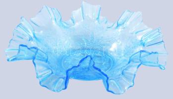 cca 1900 Kéken színezett fodros kínáló, hibátlan, d: 24 cm