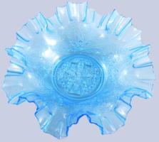 cca 1900 Kéken színezett fodros kínáló, hibátlan, d: 24 cm