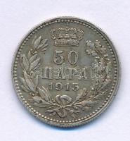 Szerbia 1915. 50p Ag "I. Péter" T:XF Serbia 1915. 50 Para Ag "Petar I" C:XF Krause KM#24