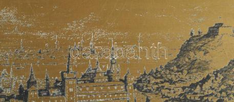 Buda látképe maratott réz kép, 28x39 cm