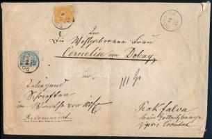 1891 Ajánlott pénzes levél Színesszámú 10kr és Feketeszámú 8kr bérmentesítéssel "DOBSINA" - "PRAKFALU"