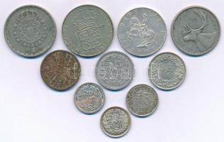 Vegyes, 10db-os Ag érmetétel, benne Svájc, Hollandia, Ceylon, Svédország, Kanada, Ausztria, Nagy-Britannia T:XF-F Mixed, 10pcs Ag coin lot, within Switzerland, Netherlands, Ceylon, Sweden, Canada, Austria, Great Britain C:XF-F