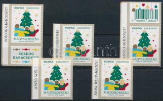 2025 Karácsony - Belföld bélyeg 5 db bélyeg bal oldalon Karácsonyi üdvözlet felirat angol, német, francia, magyar nyelven, egyik vonalkóddal