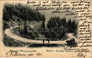 1901 Priszlop-hegység, Prislop (Máramaros, Maramures); részlet a Priszlop-hegységről. Kaufmann Ábrahám kiadása / mountain road (EB)