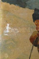 Olvashatatlan (?) jelzéssel: Síelő kisfiú. Olaj, karton, kissé sérült. 31x24 cm