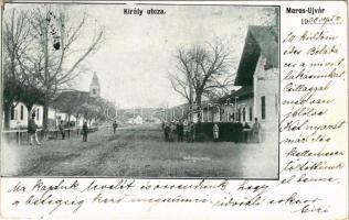 1900 Marosújvár, Uioara, Ocna Mures; Király utca, templom / street view, church (EK)